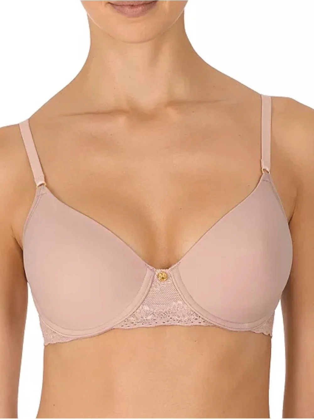 NATORI 721154 Rose Beige Bliss Perfection T-shirt Bra Size 34DDD Lace Medallion